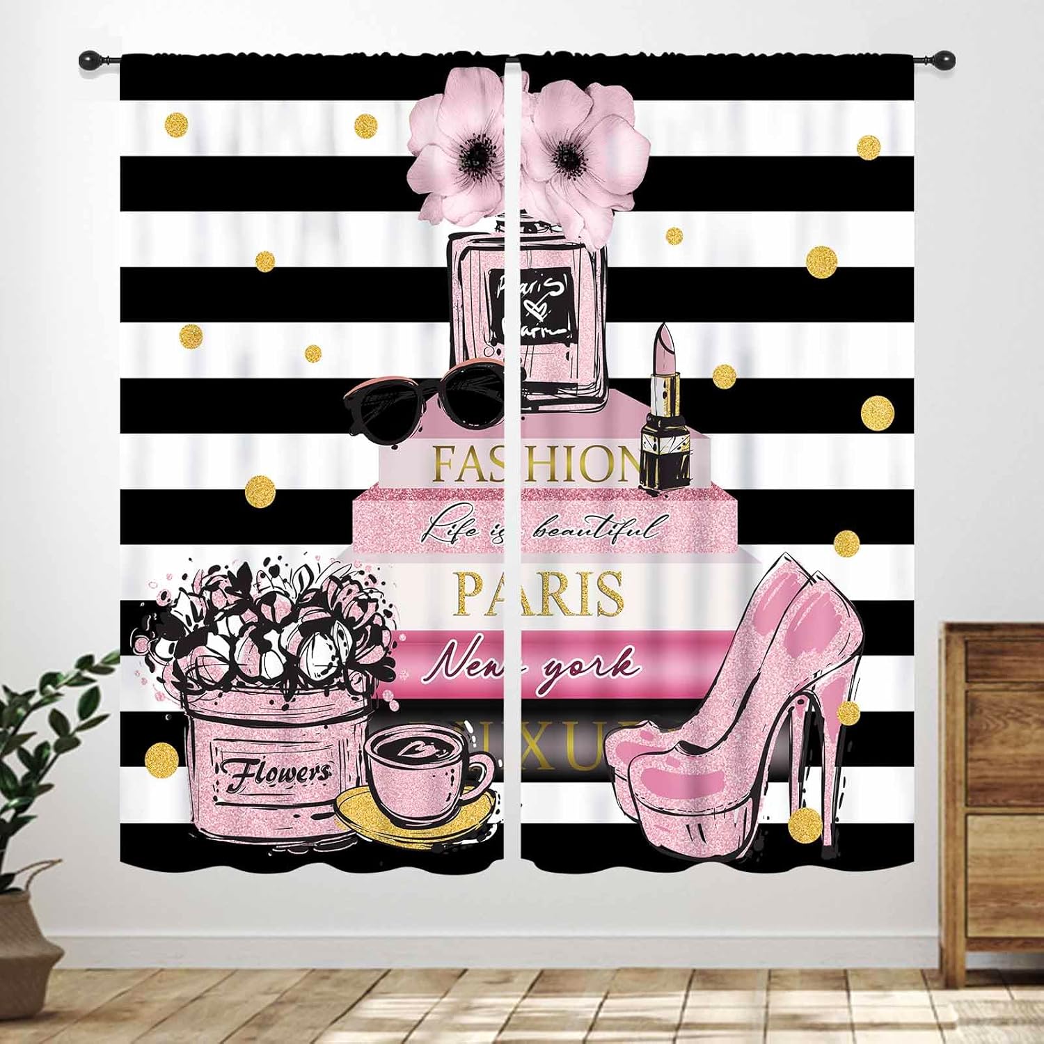 Women'S Fashion Magazines - Pink Fashion Women Curtain for Bedroom,Girly