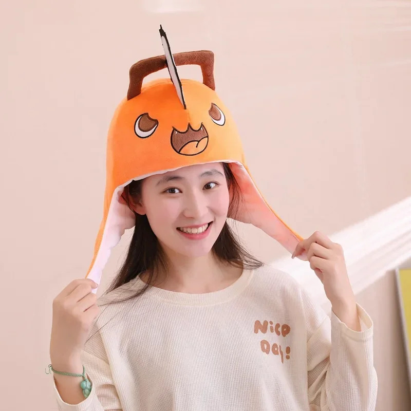 Women Fashion Hats - Anime Chainsaw Man Pochita Cosplay Plush