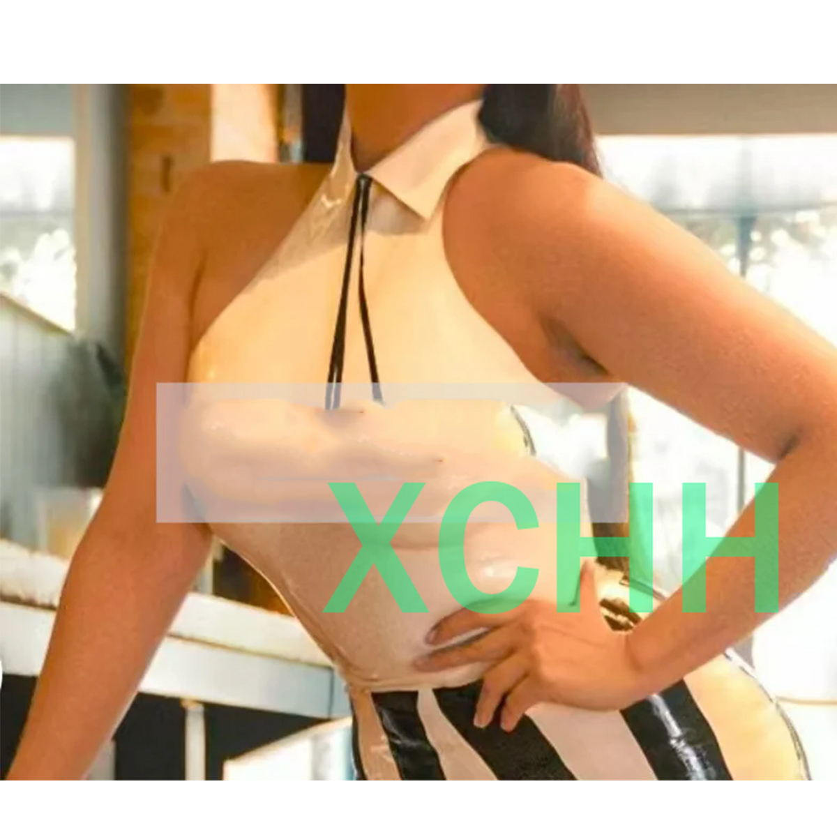 Women Fashion Vest - Natural Latex Sexy Women Collared Halter