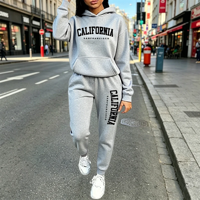Women Fashion Outfits - Urban Casual Fashion Hoodie Jogger Suit
