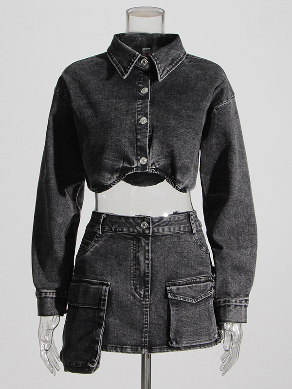  Smoke Grey Short Denim Jacket - đánh giá và giá Women'S Fashion Utility Jacket
