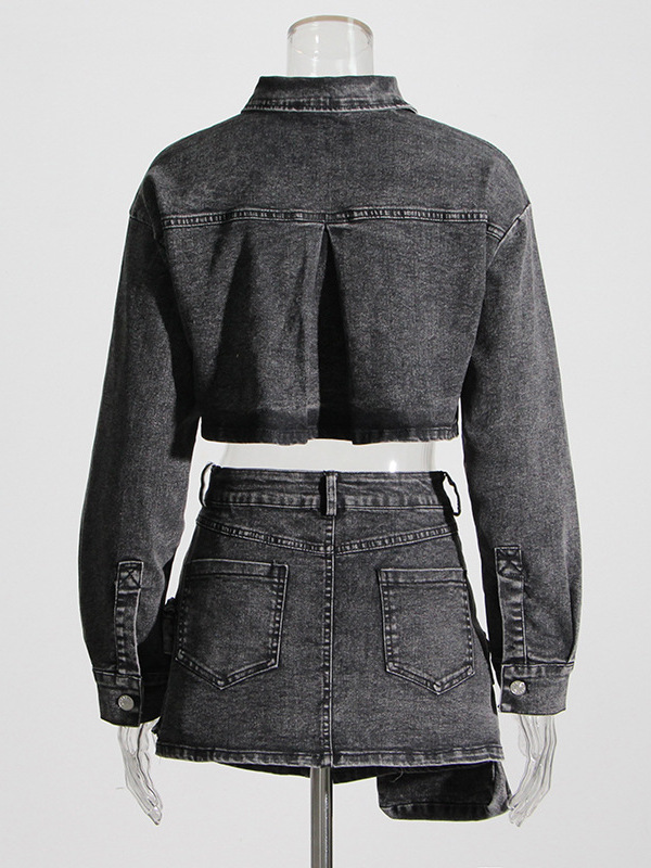  Smoke Grey Short Denim Jacket - đánh giá và giá Women'S Fashion Utility Jacket