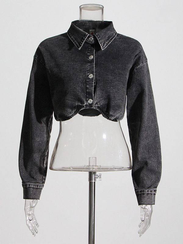  Smoke Grey Short Denim Jacket - đánh giá và giá Women'S Fashion Utility Jacket
