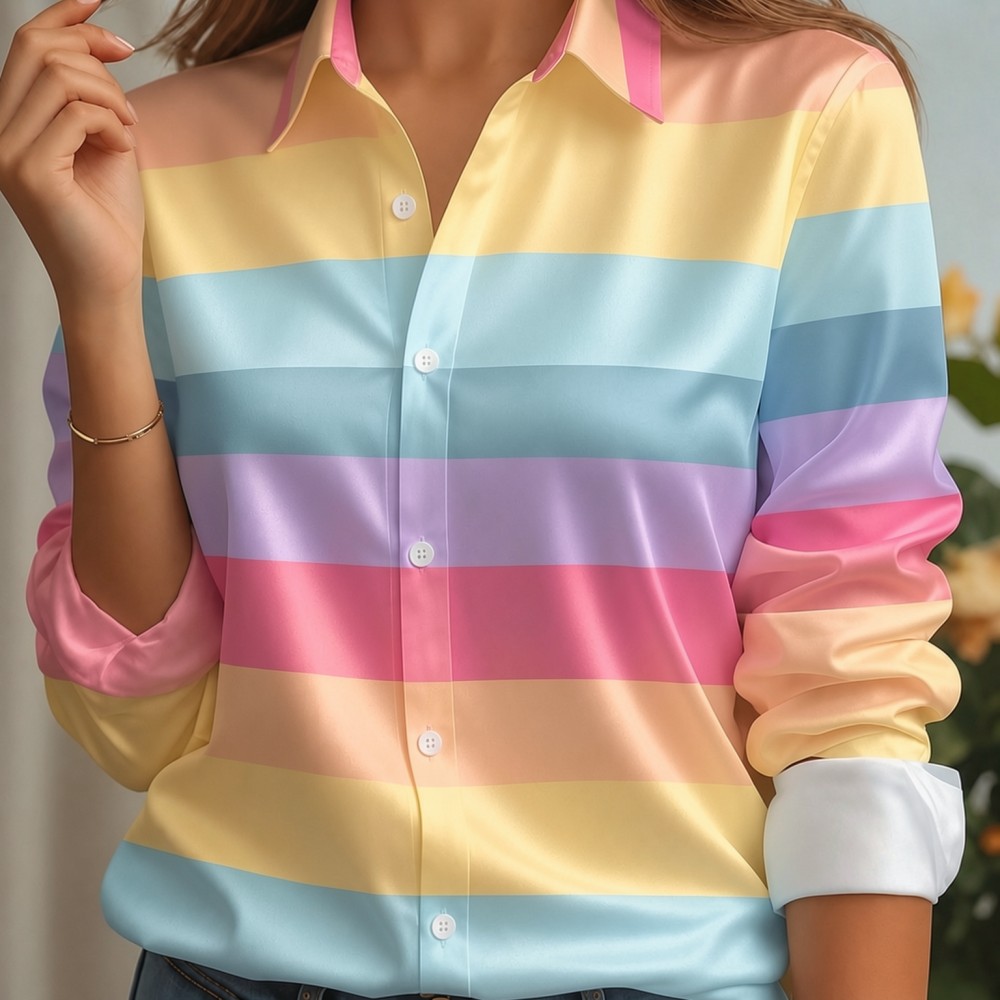 Women Satin Lapel Collar Shirt - đánh giá và giá Women Fashion Outfits