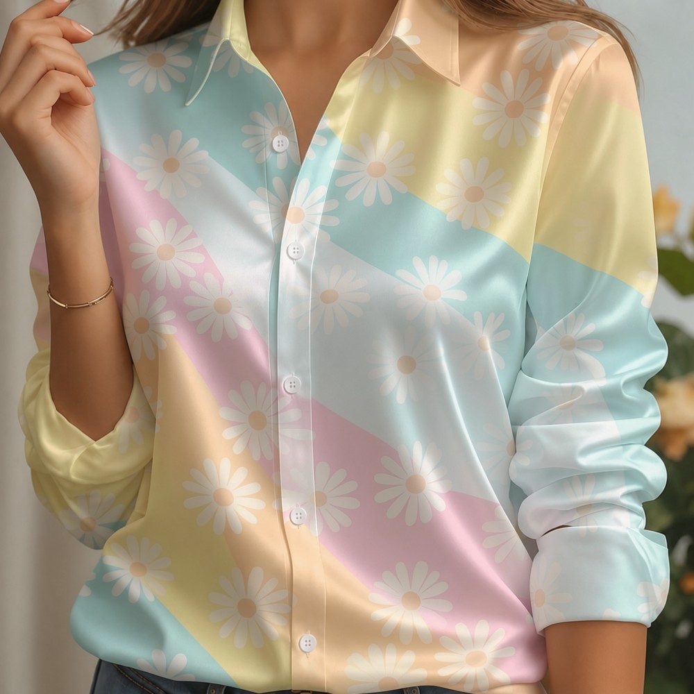 Women Satin Lapel Collar Shirt - đánh giá và giá Women Fashion Outfits