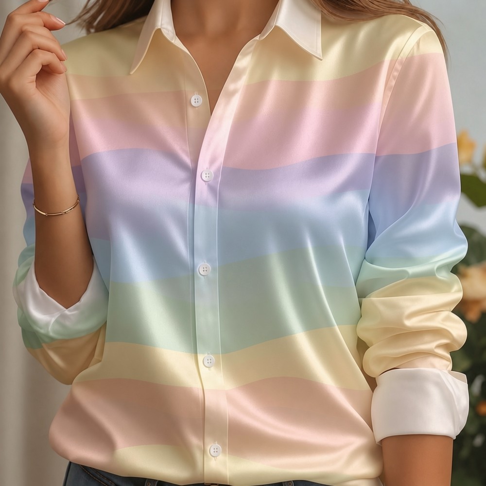 Women Satin Lapel Collar Shirt - đánh giá và giá Women Fashion Outfits