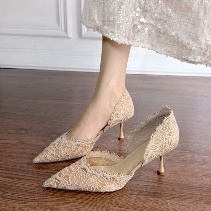 Lace Pointed Toe High Heels Wo - đánh giá và giá Women Fashion Heels