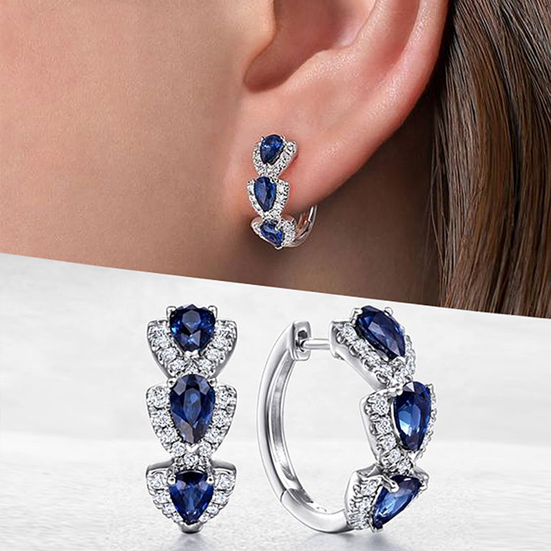 New Klein Blue Zircon Hoop Ear - đánh giá và giá Women'S Fashion Magazines