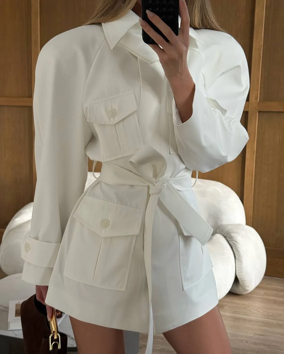 Lady White Cargo Shirt Jacket  - đánh giá và giá Women'S Fashion Utility Jacket