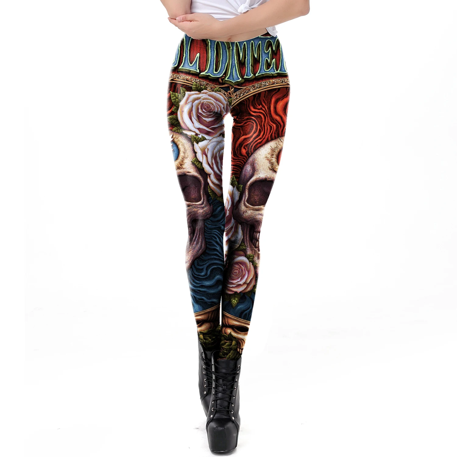 Thời Trang Đầu Lâu In Hoa Hồng - đánh giá và giá Women'S Fashion Leggings