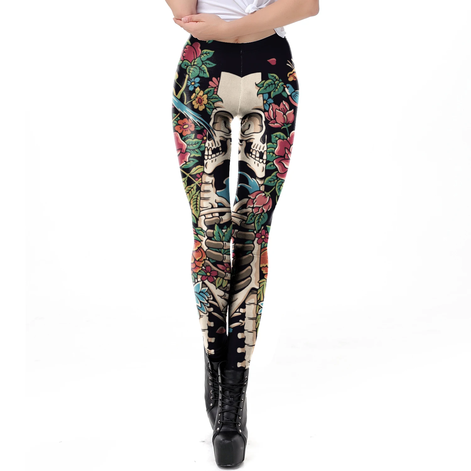 Thời Trang Đầu Lâu In Hoa Hồng - đánh giá và giá Women'S Fashion Leggings