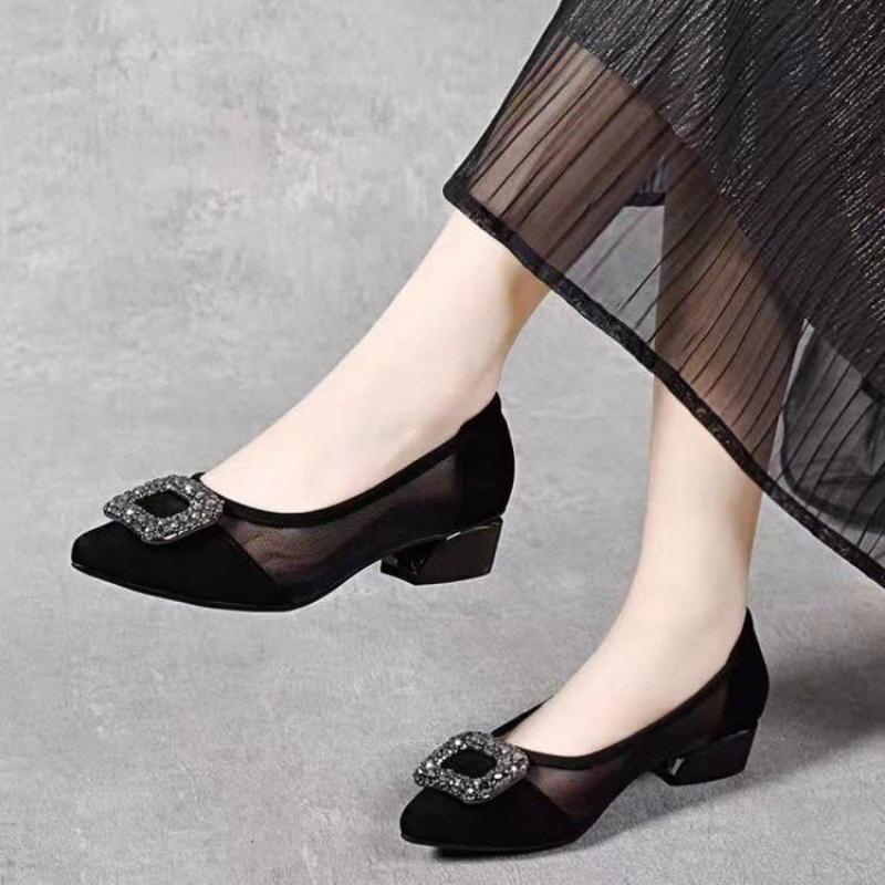 Elegant Pointed Toe Mesh Block - đánh giá và giá Women Fashion Heels