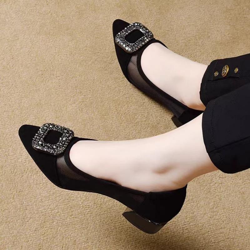 Elegant Pointed Toe Mesh Block - đánh giá và giá Women Fashion Heels